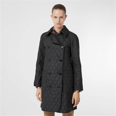 burberry diamond quilted double-breasted coat|collarless diamond quilted lightweight jacket.